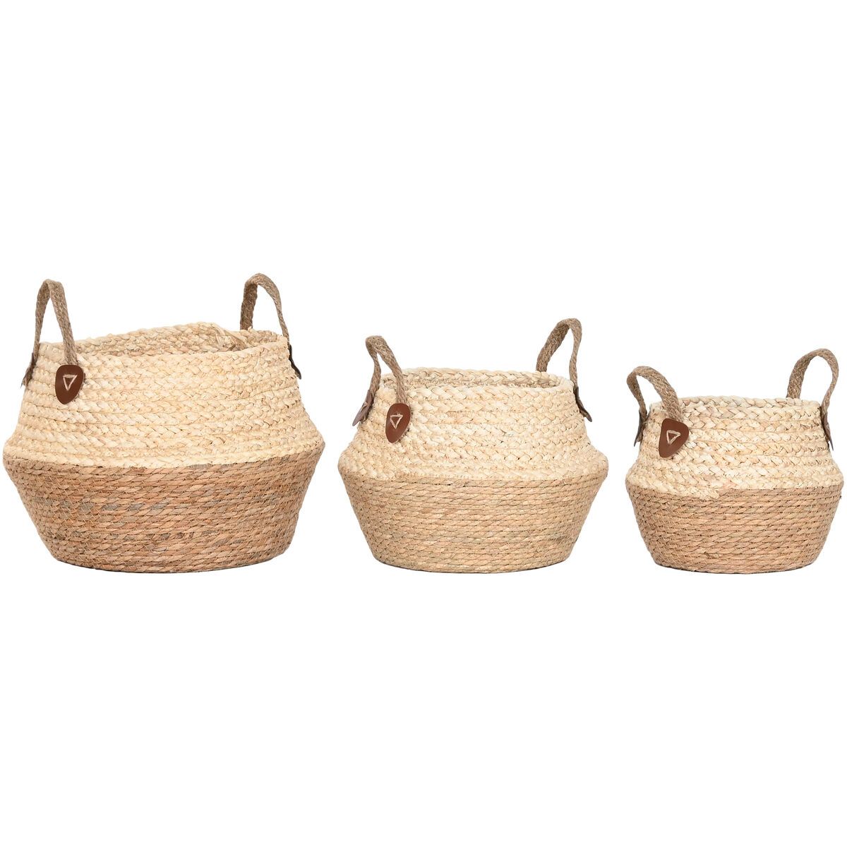 Caja Decorativa Home ESPRIT Natural Fibra natural (3 Piezas)