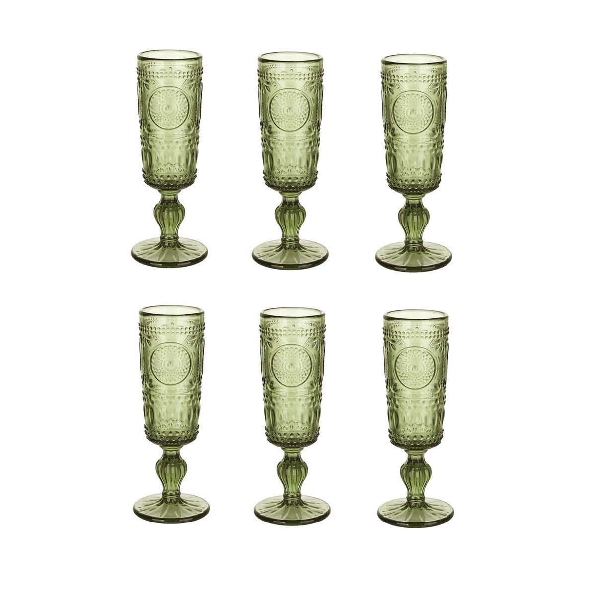 Set de Copas Home ESPRIT Verde Cristal 135 ml (6 Unidades)