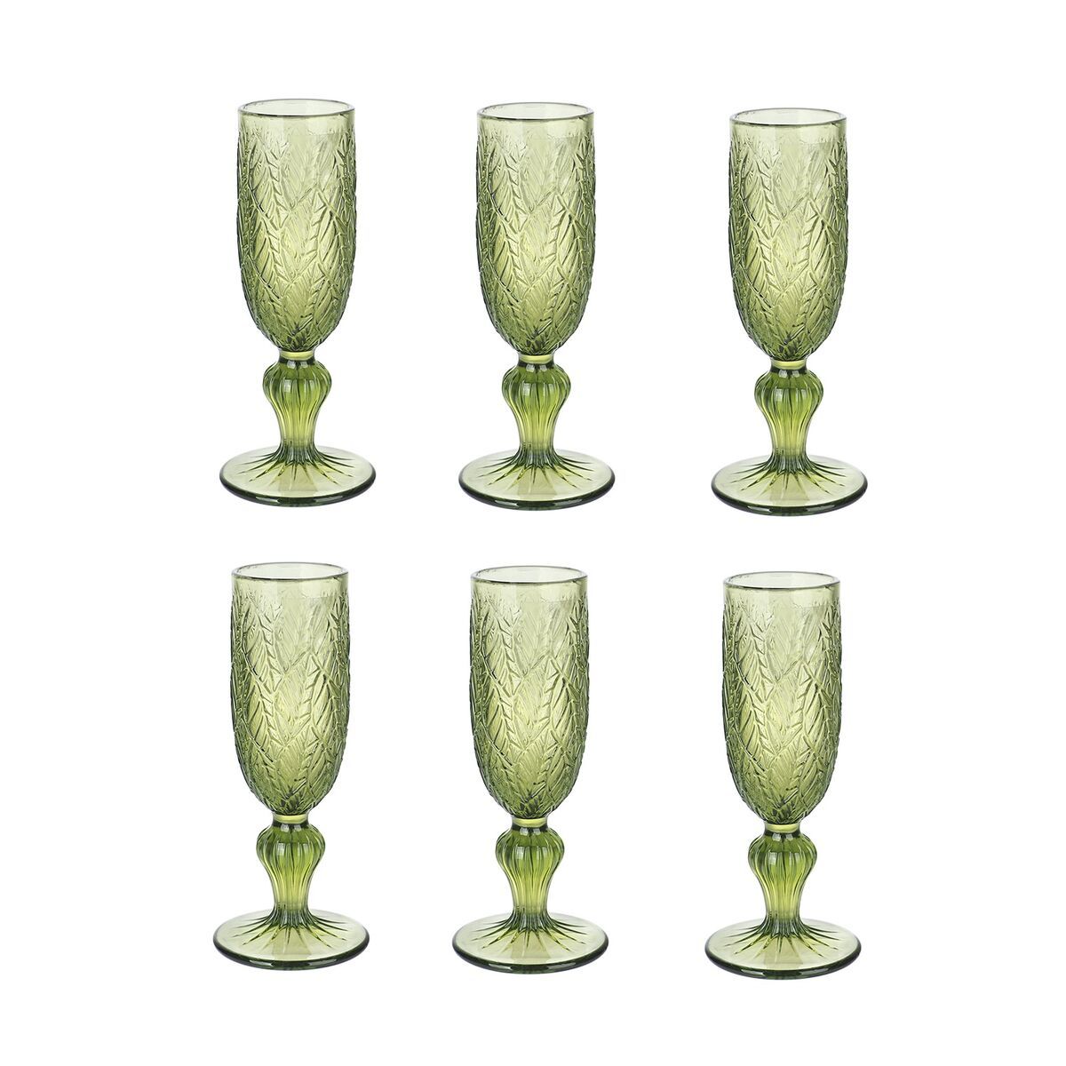Set de Copas Home ESPRIT Verde Cristal 160 ml (6 Unidades)