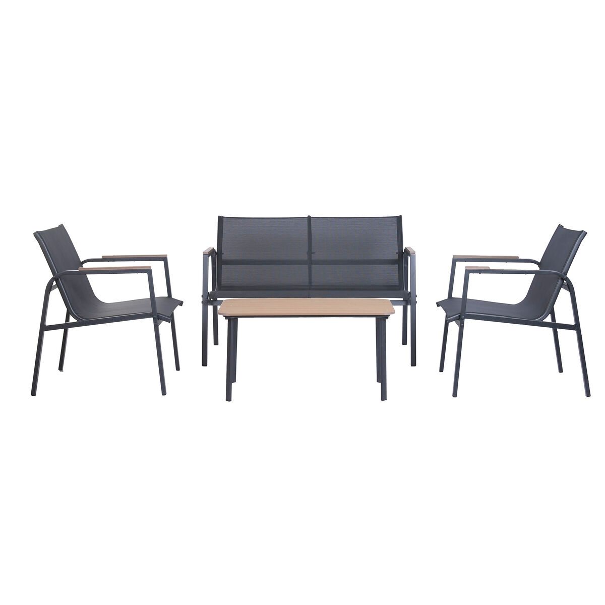 Sofá de Jardín Home ESPRIT Negro Gris oscuro 119 X 70 X 64 CM