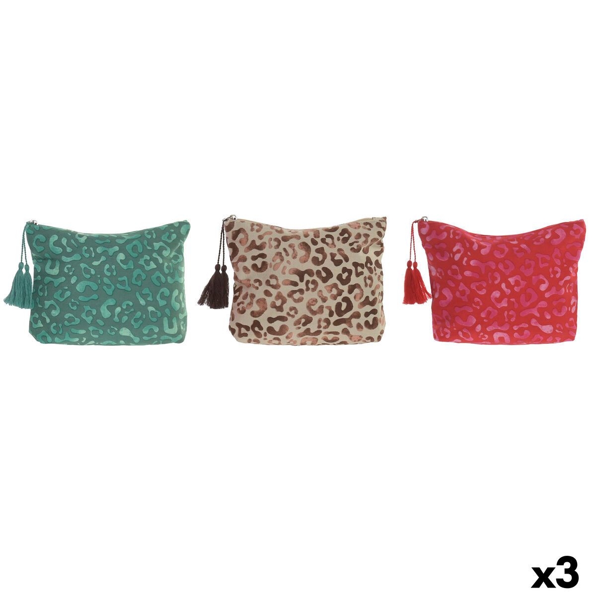 Neceser de Viaje Home ESPRIT Marrón Verde Rosa Mediterráneo 20 x 5 x 25 cm (3 Unidades)