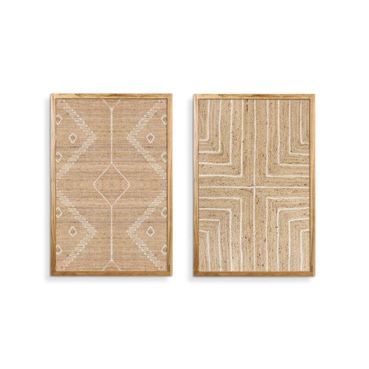 Cuadro Home ESPRIT Yute Madera de acacia 60 x 3 x 90 cm (2 Unidades)