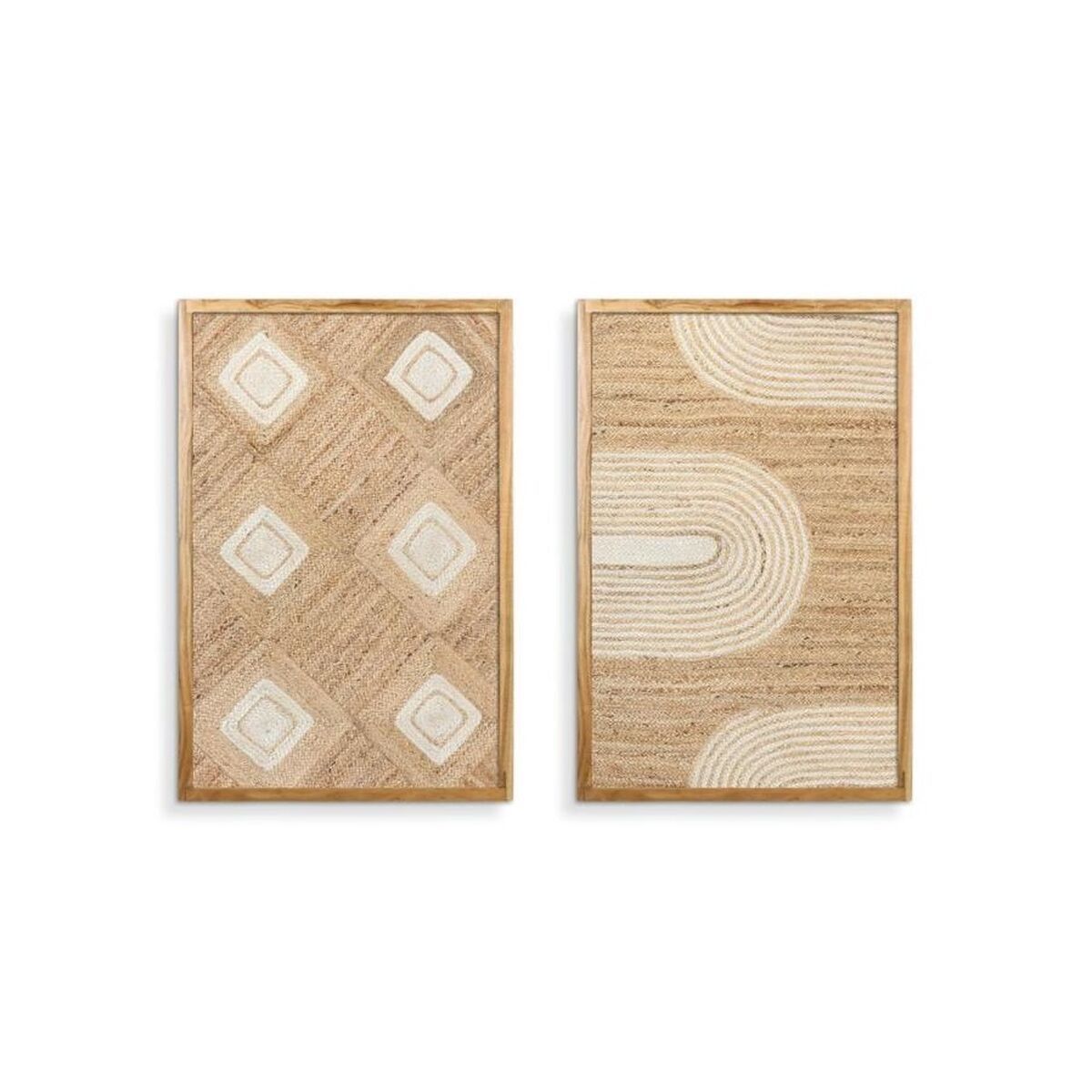 Cuadro Home ESPRIT Yute Madera de acacia 60 x 3 x 90 cm (2 Unidades)