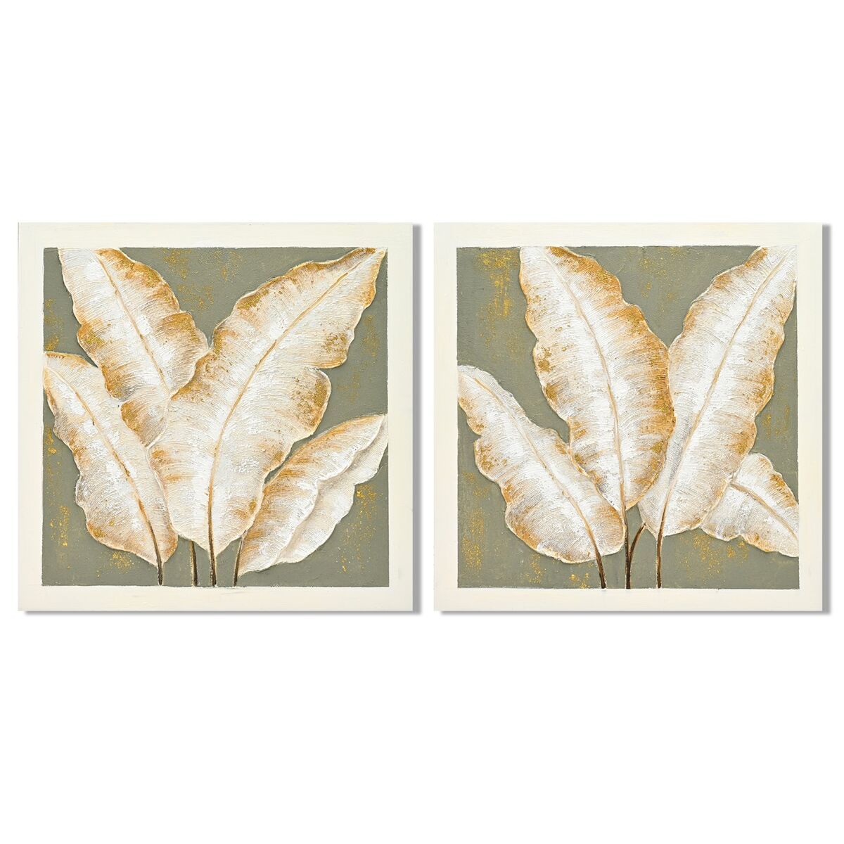 Lienzo Home ESPRIT Verde Beige Palmeras Tropical 100 x 3 x 100 cm (2 Unidades)