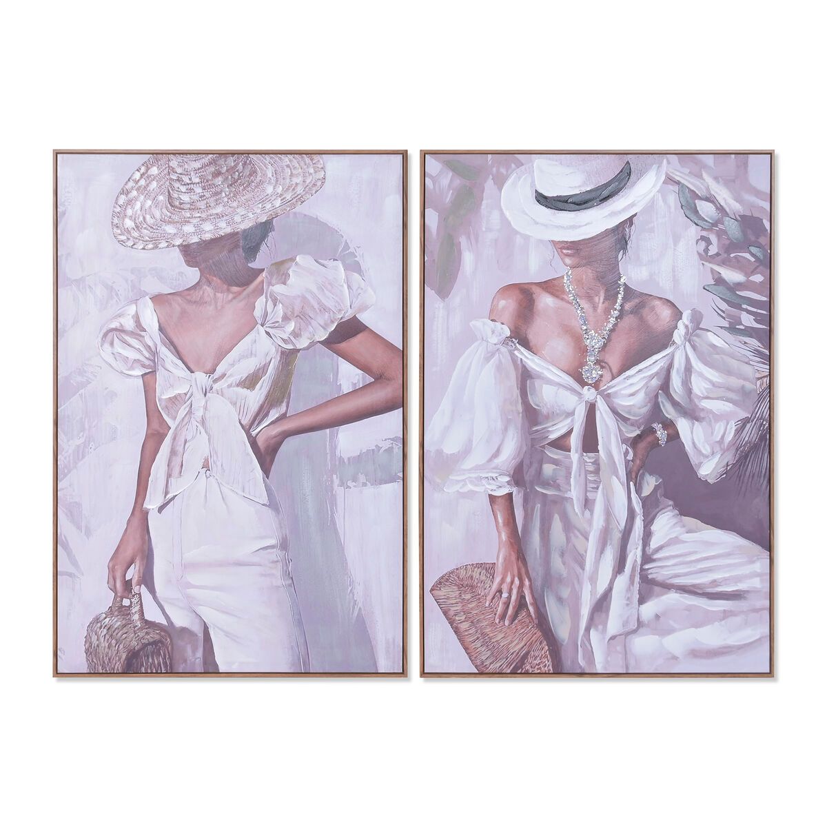Lienzo Home ESPRIT Blanco Mujer Escandinavo 80 x 3,5 x 120 cm (2 Unidades)