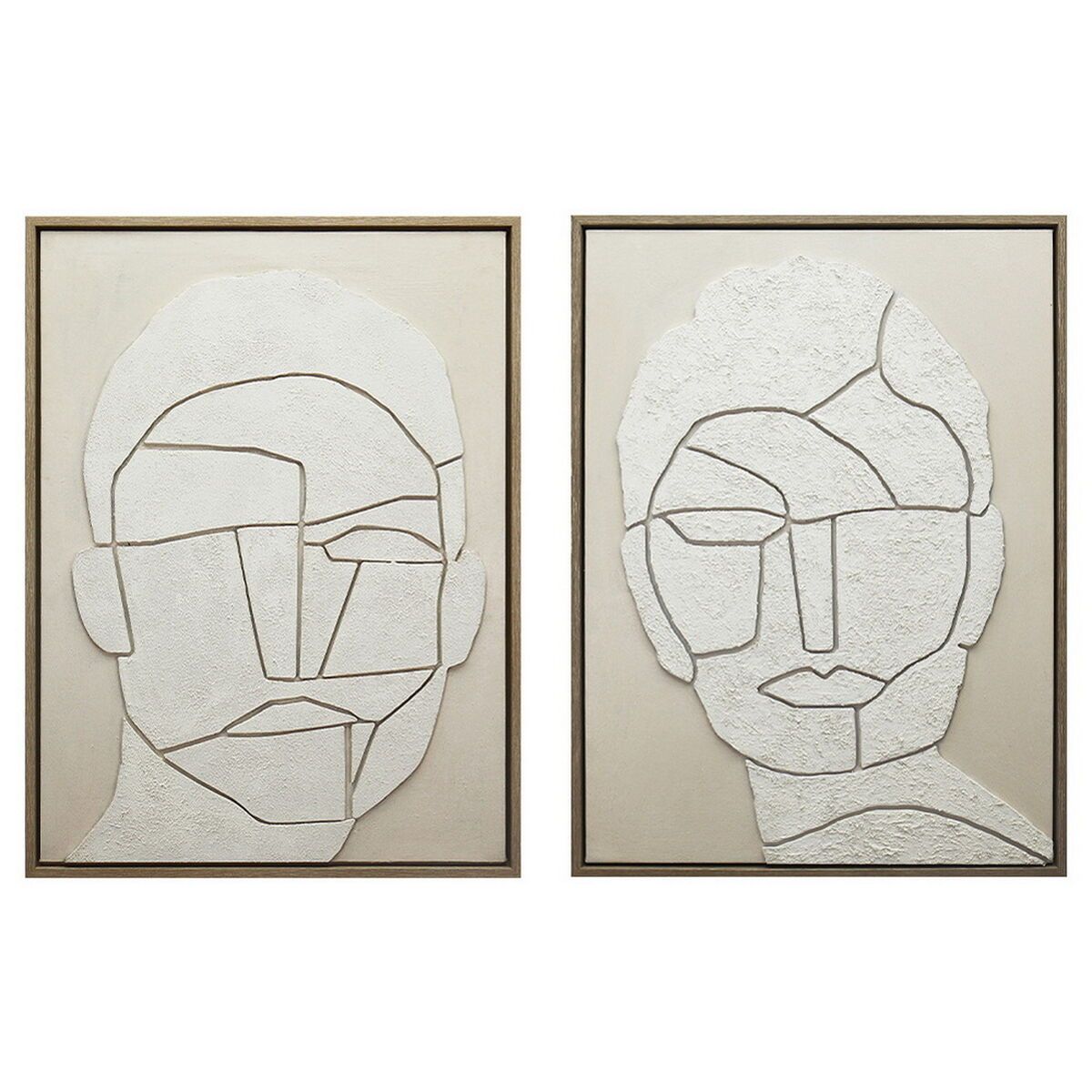 Lienzo Home ESPRIT Blanco Beige Personas Escandinavo 60 X 3,8 X 80 CM (2 Unidades)