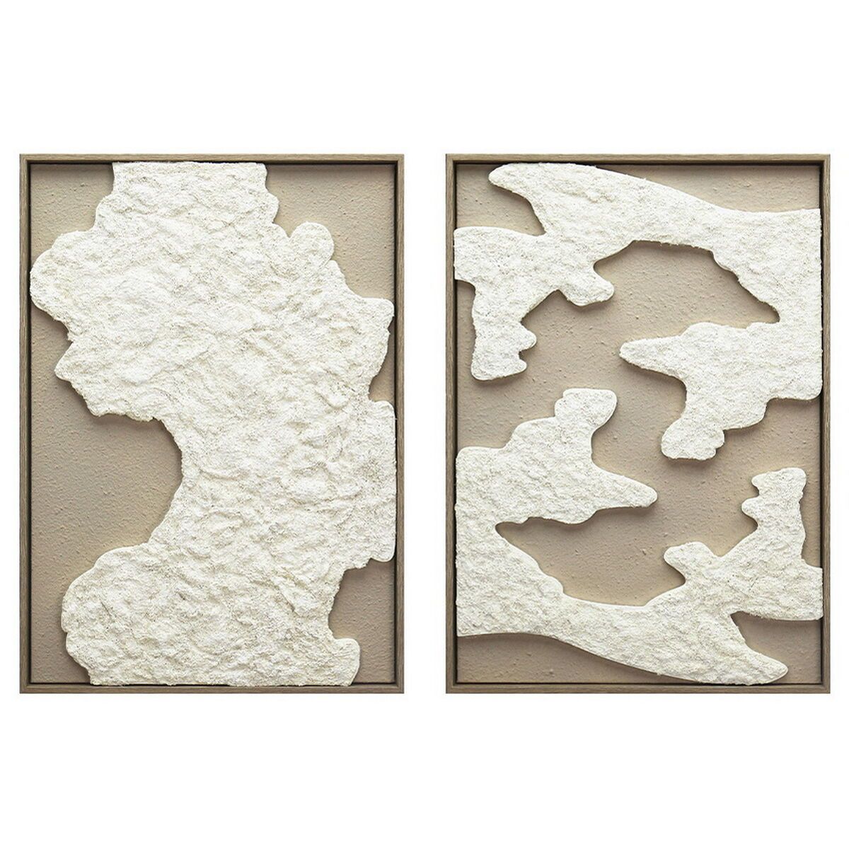 Lienzo Home ESPRIT Blanco Beige Abstracto Moderno 50 X 3,8 X 70 CM (2 Unidades)
