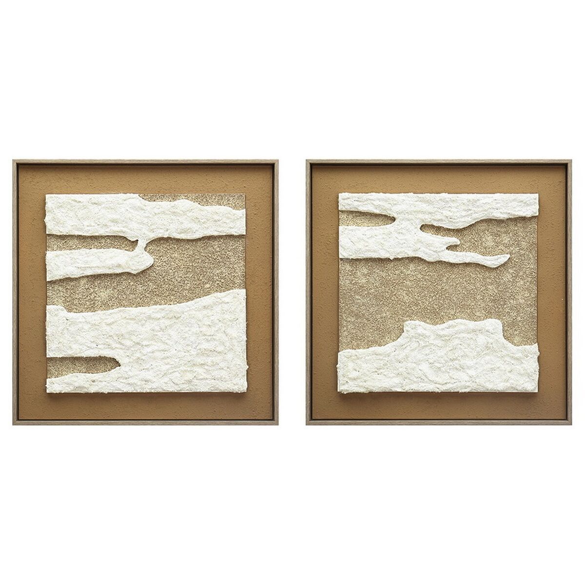 Lienzo Home ESPRIT Blanco Terracota Moderno 60 x 3,8 x 60 cm (2 Unidades)