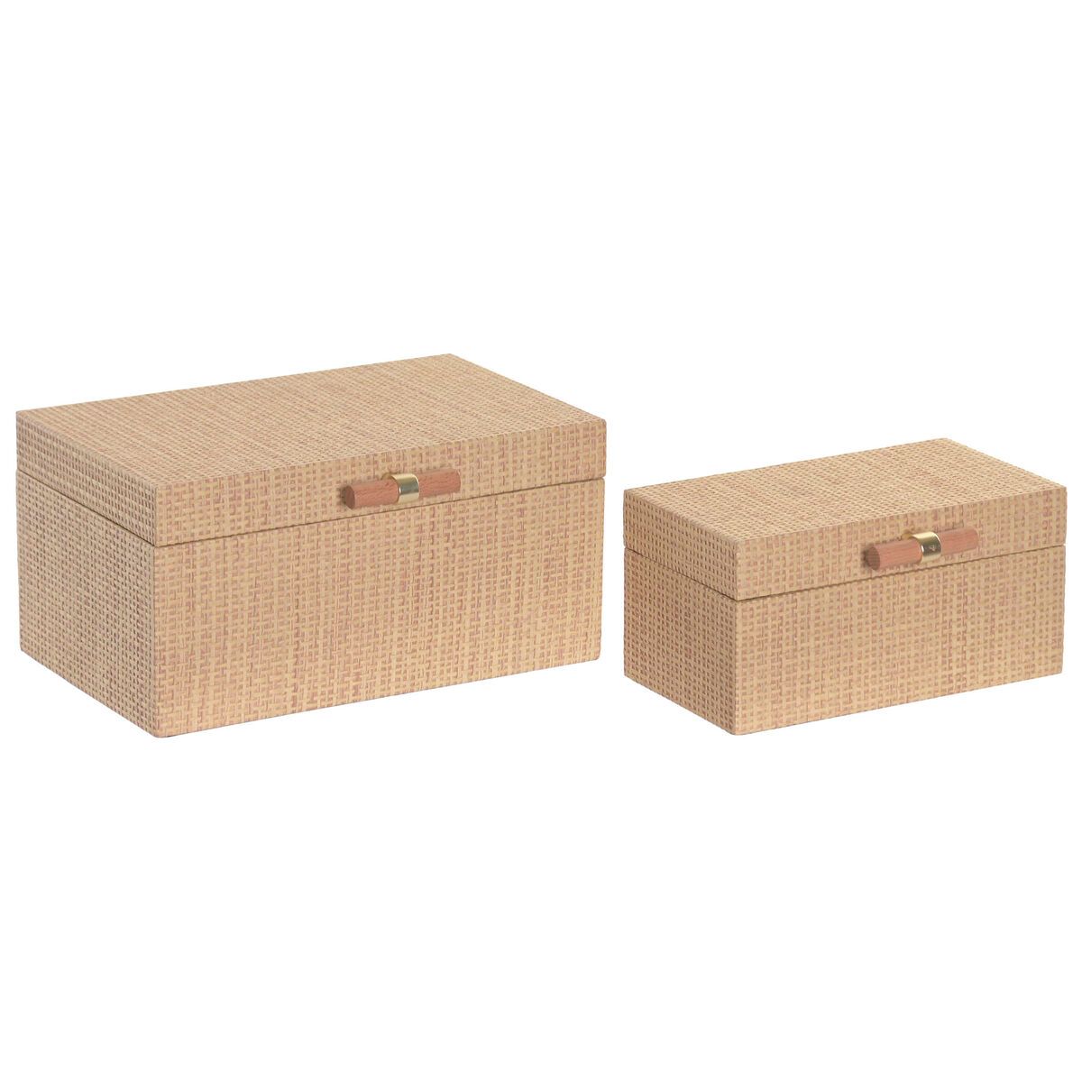 Caja-Joyero Home ESPRIT Natural Madera 26 X 18 X 13,3 CM (2 Unidades)
