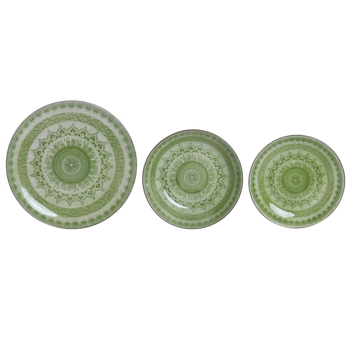 Set de Vajilla Home ESPRIT Verde Porcelana Árabe 18 Piezas