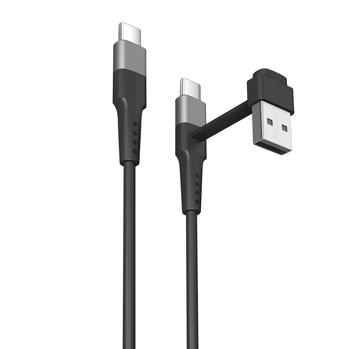 muvit for change cable Tipo C + Tipo A a Tipo C 3A 15w 0,2m negro