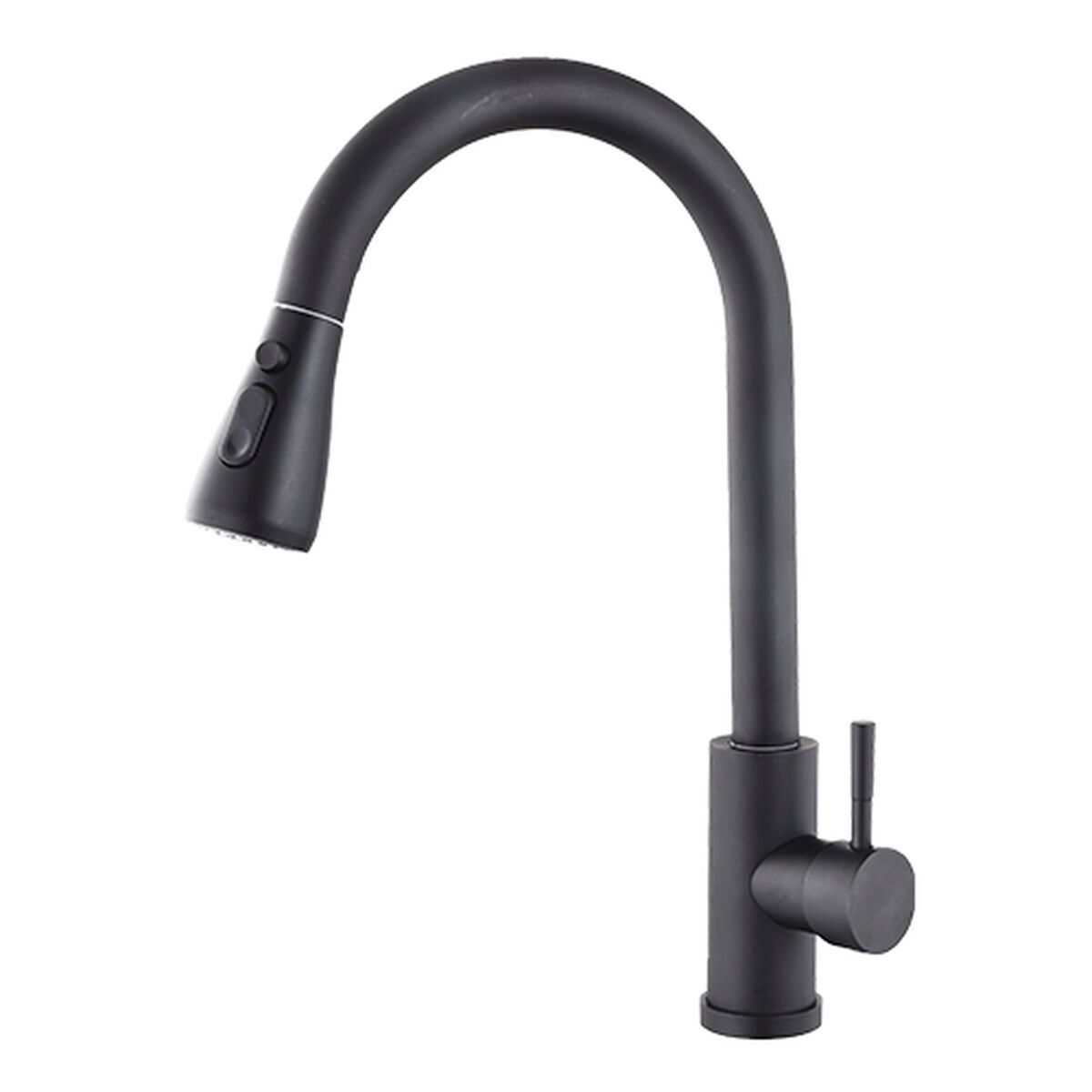 Grifo Monomando Fontastock Negro Acero Inoxidable Cerámico Forma de C