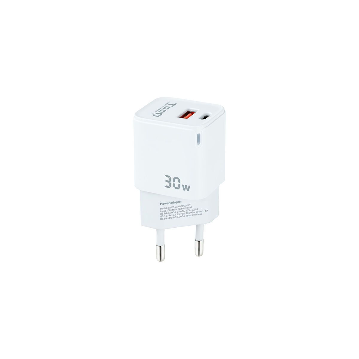 Cargador de Pared TooQ TQWC-GANQCPD30WT Blanco 30 W