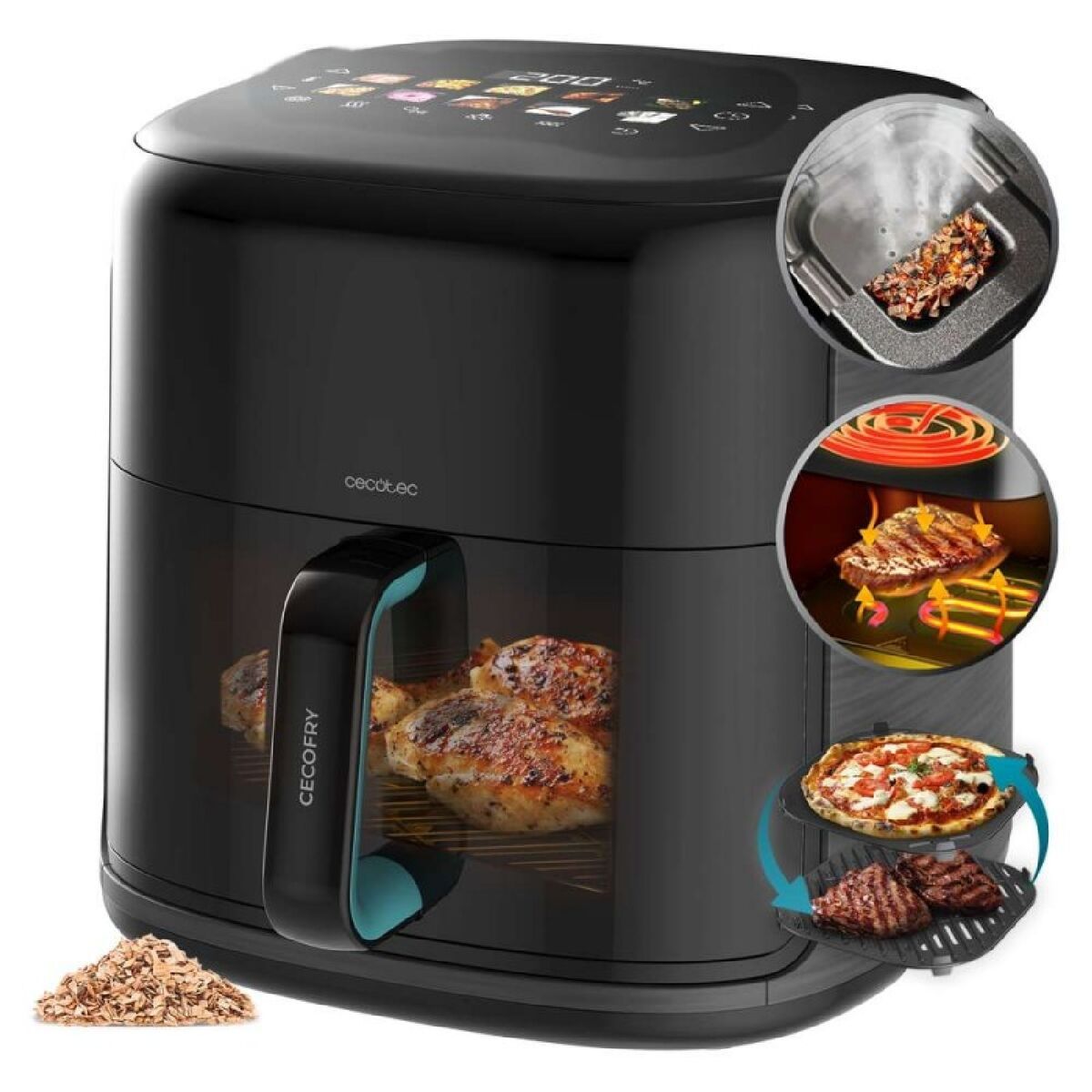 Cecotec Freidora de aire 8,5L Cecofry&Grill Smokin'Prime 8500 2300W grill ahumador negro