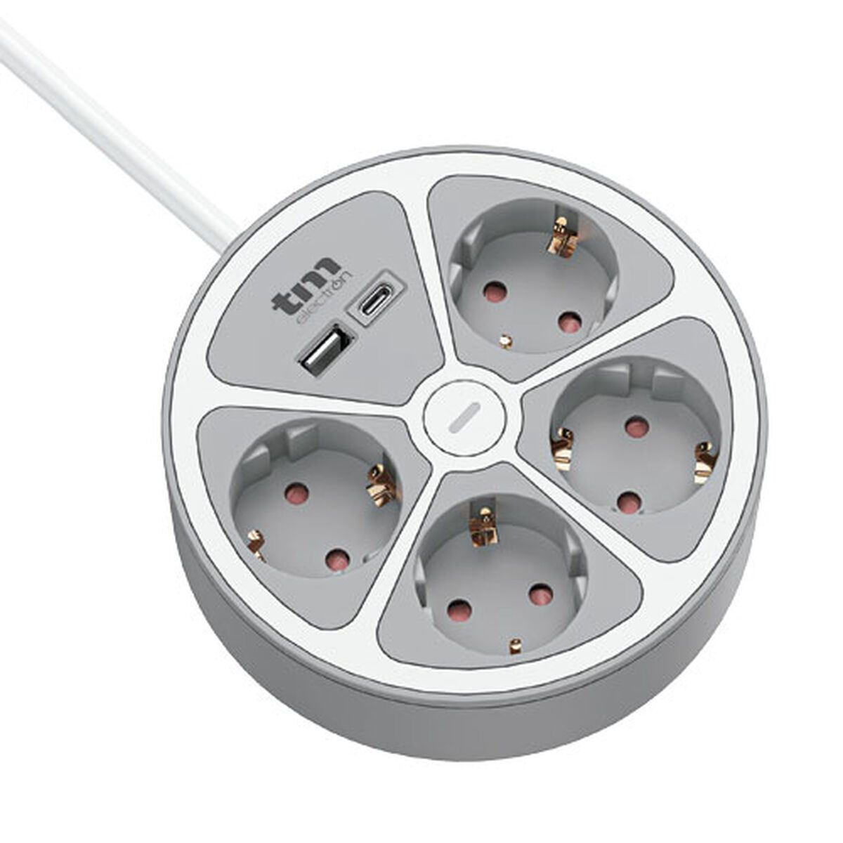 Regleta Enchufes 3 Tomas con Interruptor TM Electron TMUAD554CB Blanco Gris 3680 W 30 W (1,5 m)