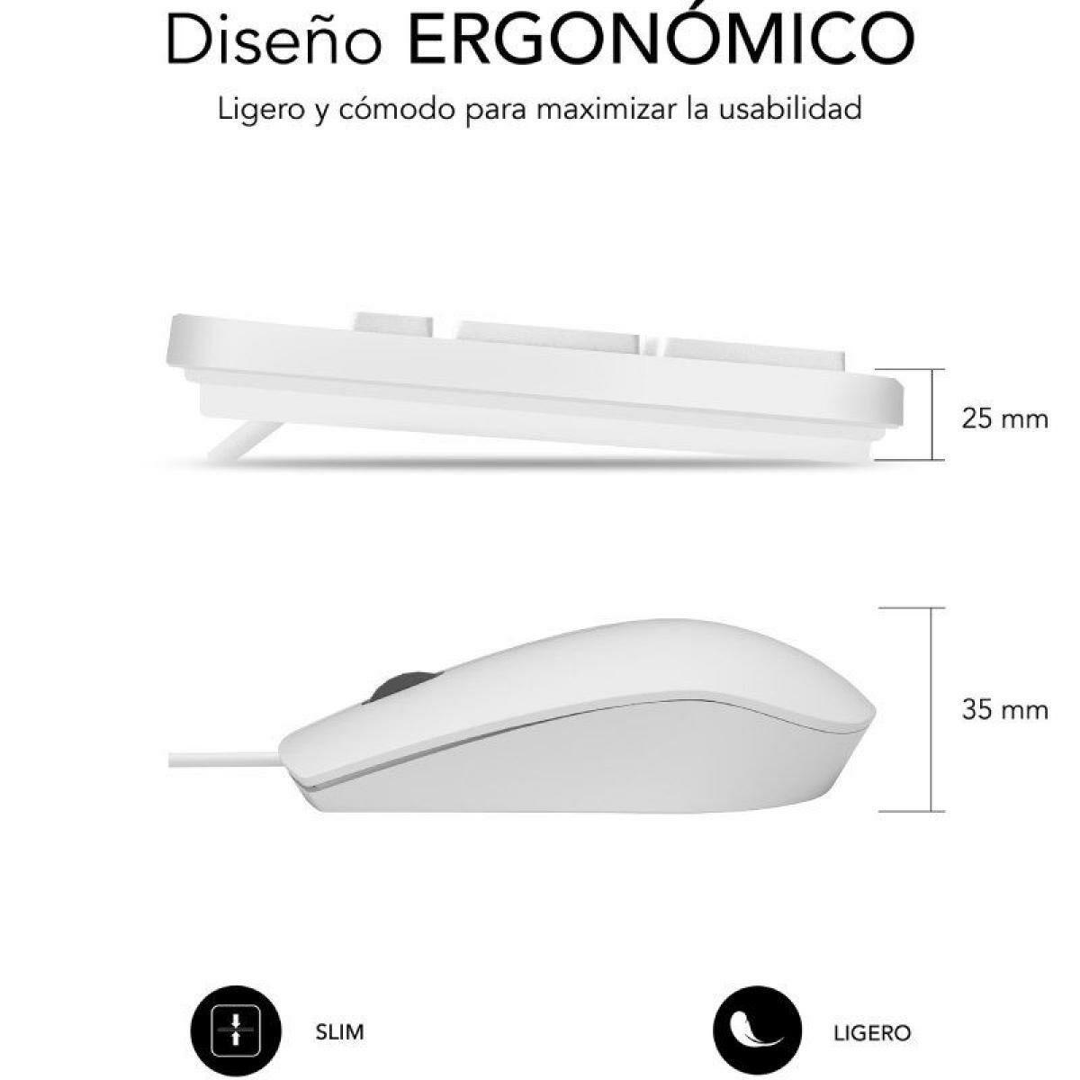 Teclado y Ratón Subblim SUBKBC-CSSK02 Blanco Qwerty Español QWERTY