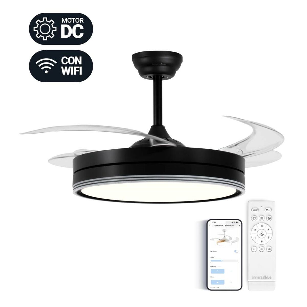 Ventilador de Techo Universal Blue Negro