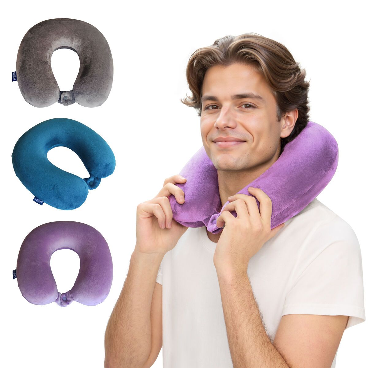 Almohada de Viaje Scape Travel Azul Gris Lila