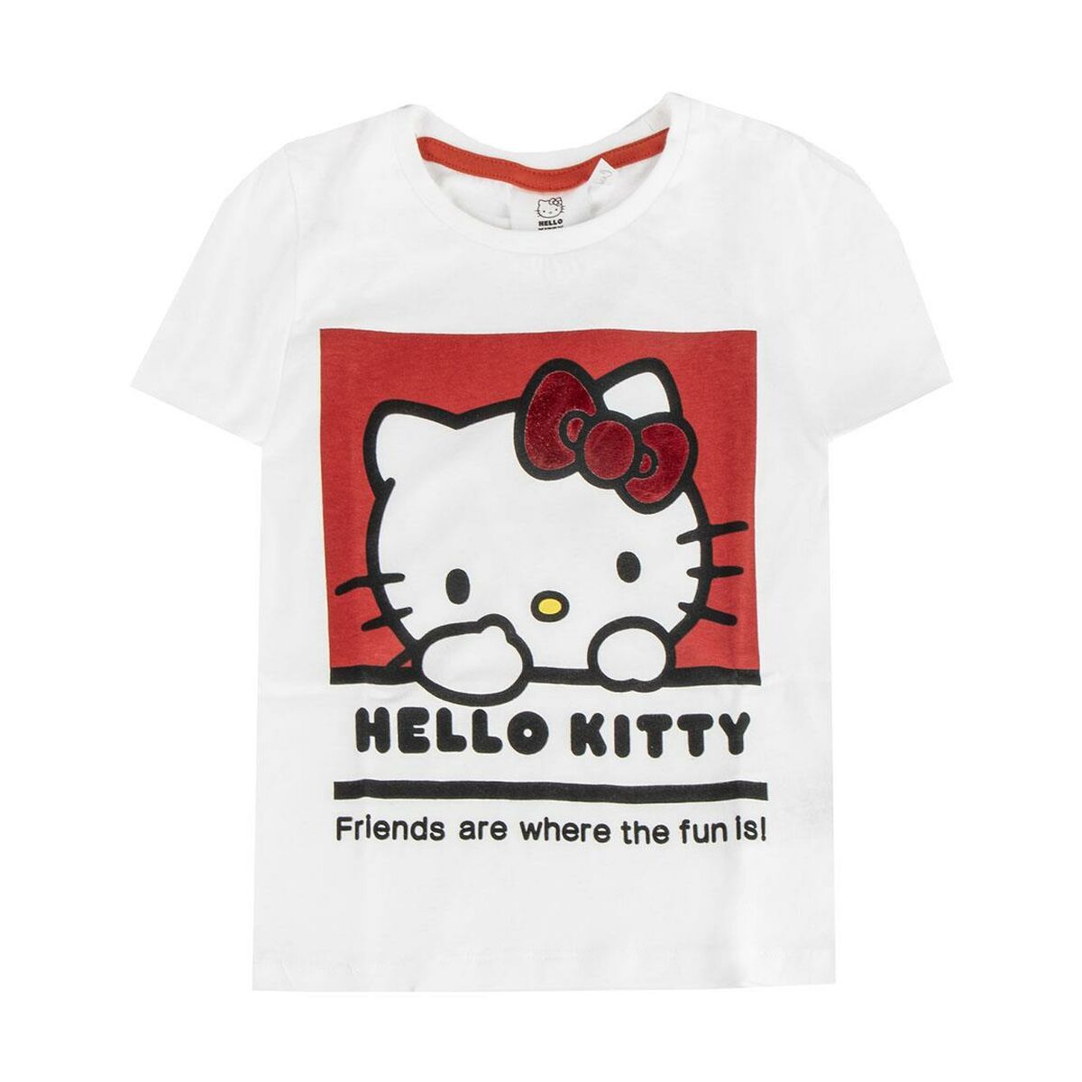 Camiseta de Manga Corta Infantil Hello Kitty Blanco