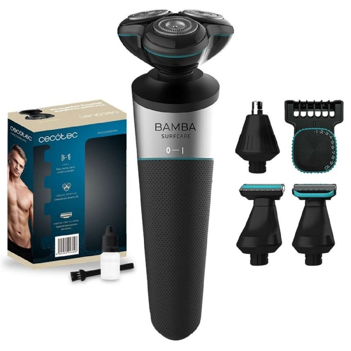 Cecotec Afeitadora Recargable 5 en 1 PrecisionCare Multigrooming Cuchillas Acero IPX5