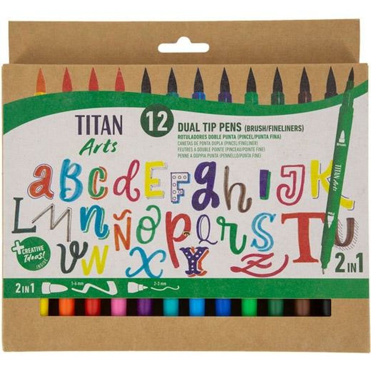 Set de Rotuladores Titan Arts Multicolor Doble punta 12 Piezas