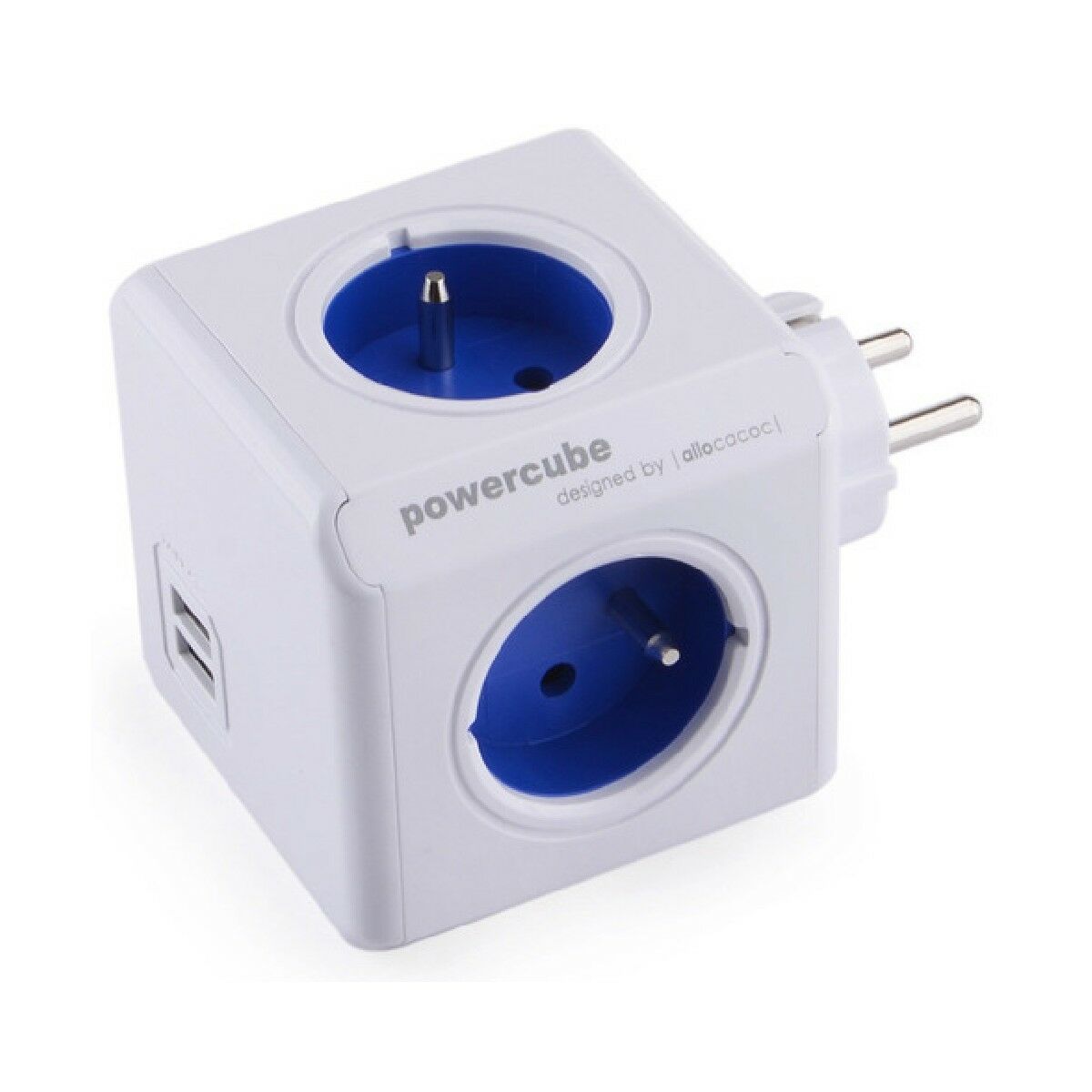 Regleta Enchufes Cubo Allocacoc PowerCube Original USB (E) Azul Blanco