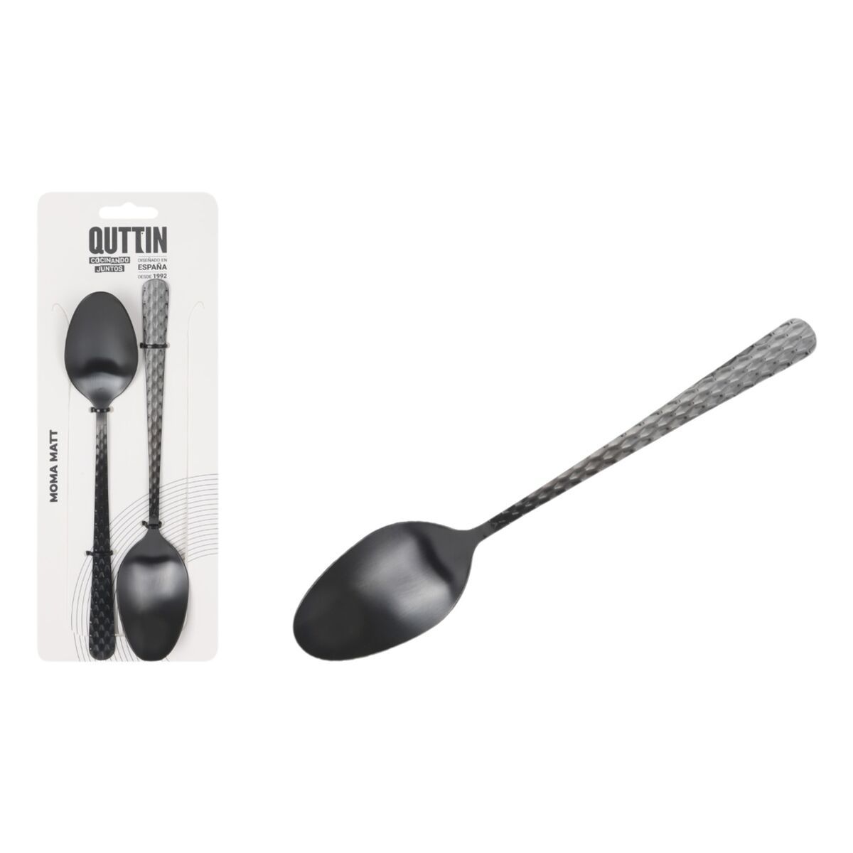 Cuchara de mesa Quttin MOMA Negro 19,8 x 3,8 cm 2 Piezas (12 Unidades)