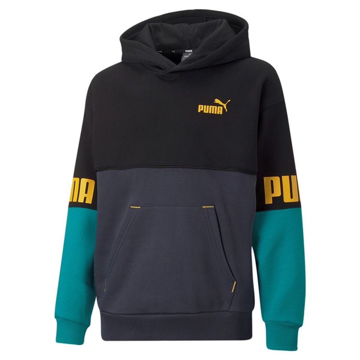 Sudadera con Capucha Niño Puma Puma Power Colorblock Negro