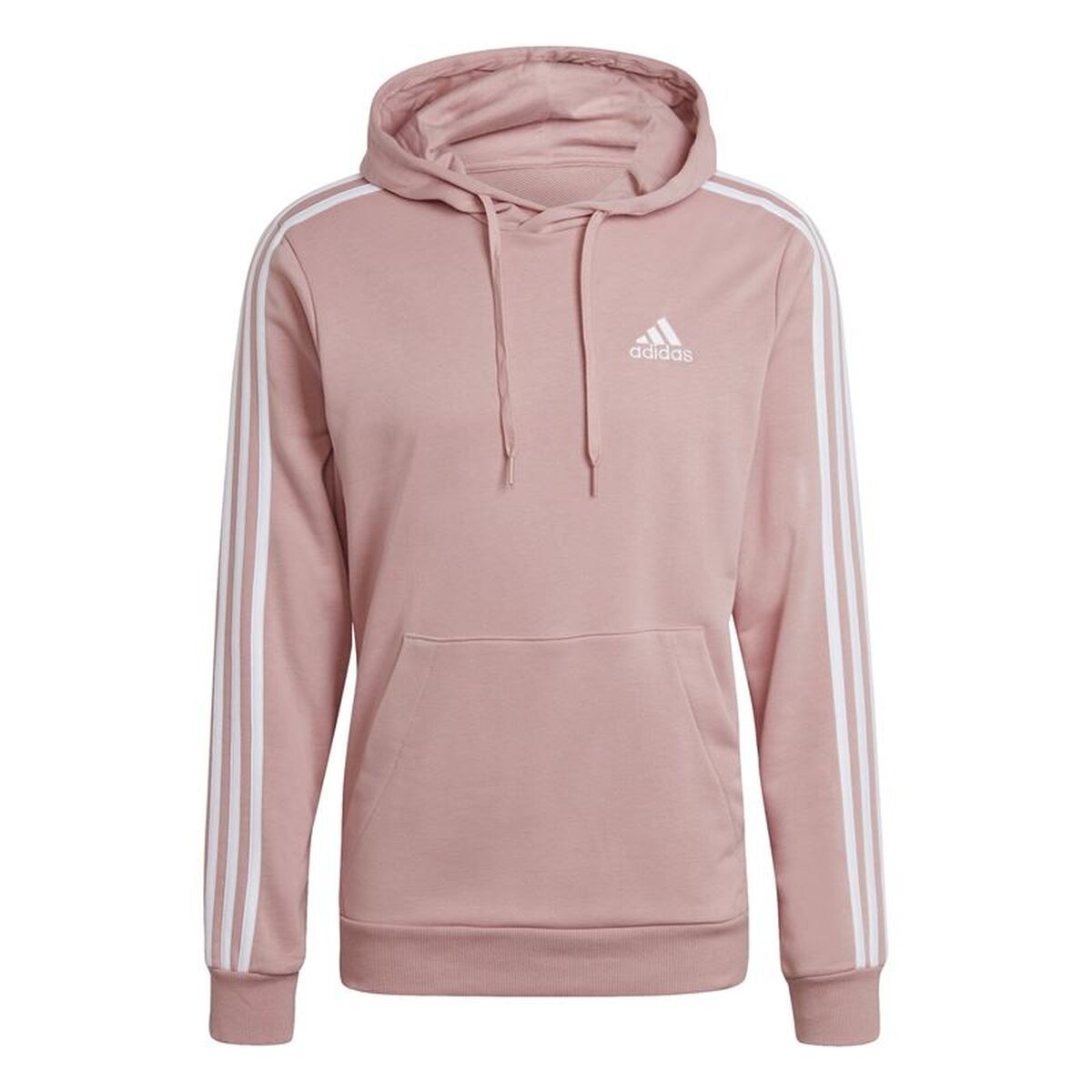 Sudadera con Capucha Hombre Adidas Essentials 3 Bandas Rosa claro