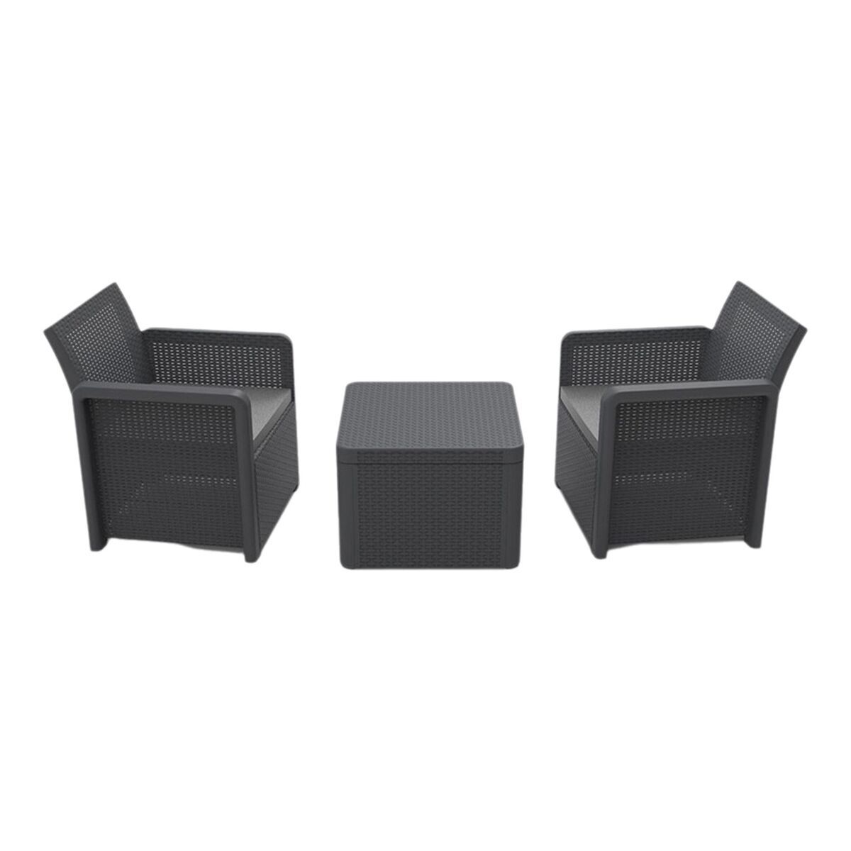 Conjunto de Mesa con 2 Sillones Shaf Antracita 57 X 57 X 42 CM (3 Piezas)
