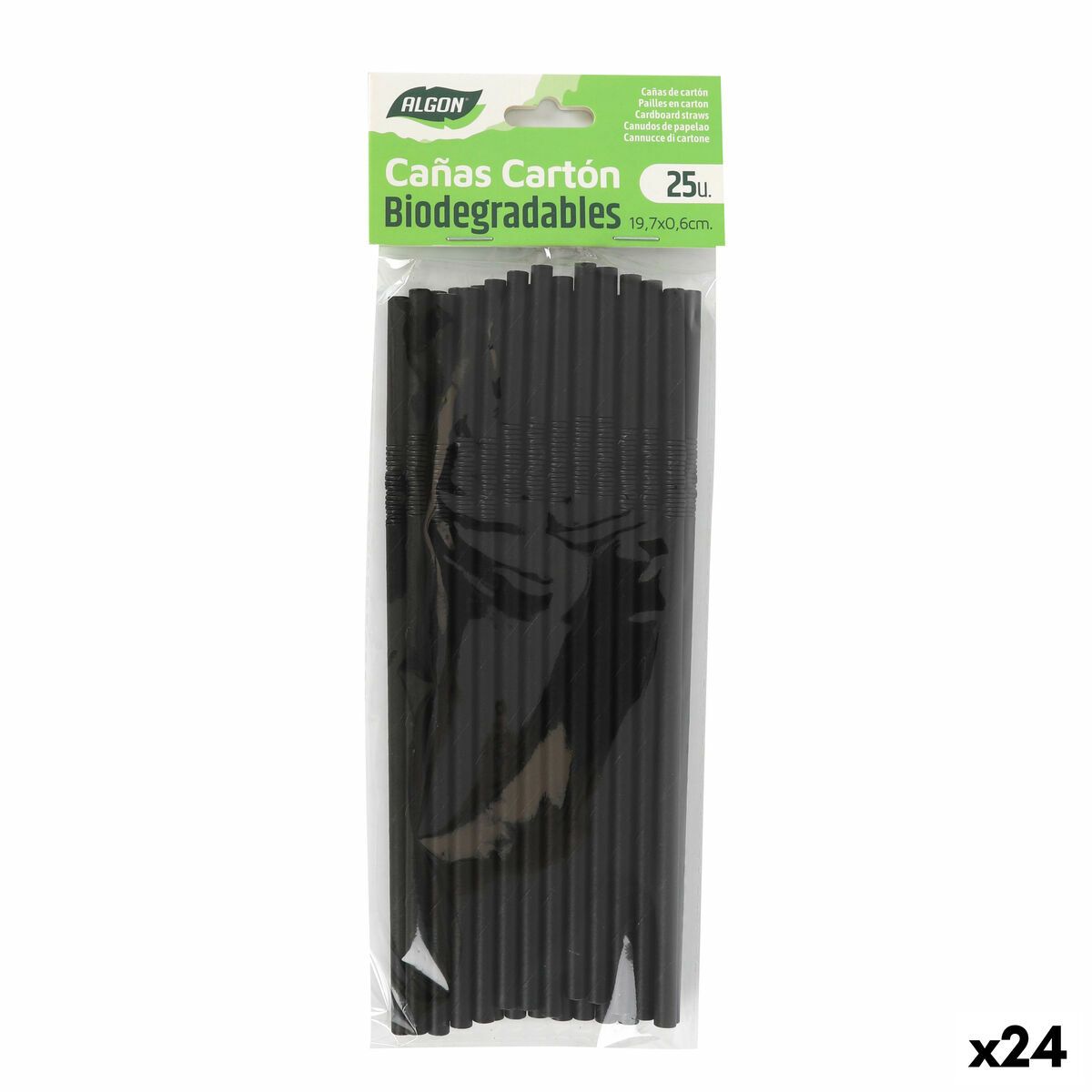 Pajita Reutilizable Algon Negro 19,7 x 0,6 cm 25 Piezas 24 Unidades