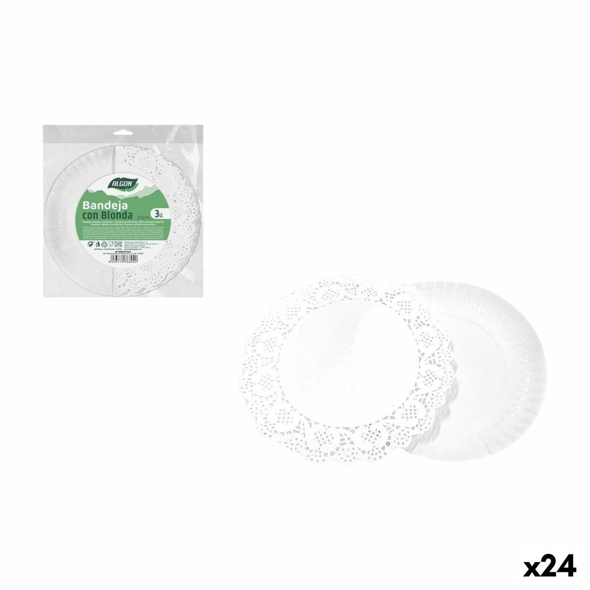 Bandeja de Aperitivos Algon Redondo 20 cm 3 Piezas (24 Unidades)