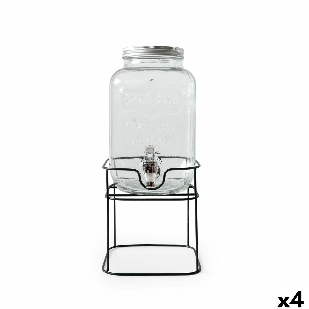 Dispensador de bebidas La Mediterránea Rustik Metal Vidrio 4 L 17 x 17 x 30,5 cm (4 Unidades)