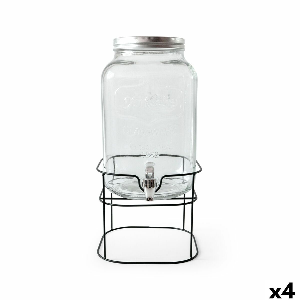 Dispensador de bebidas La Mediterránea Rustik Metal Vidrio 8 L 22 x 22 x 37 cm (4 Unidades)