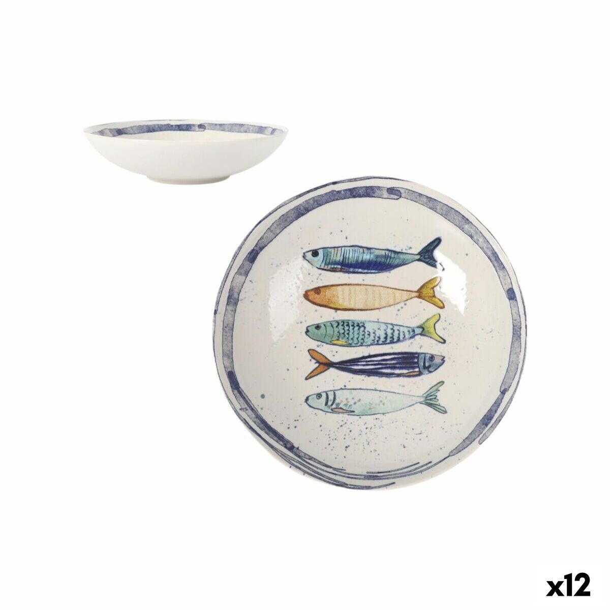Plato Hondo La Mediterránea Peixe Ø 21 cm (12 Unidades)
