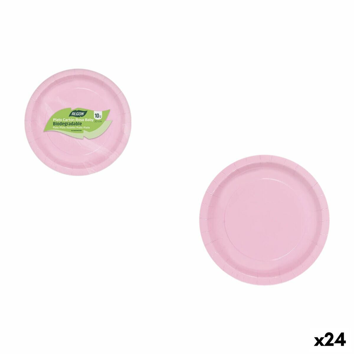 Set de Platos Algon Rosa 20 cm 10 Piezas (24 Unidades)