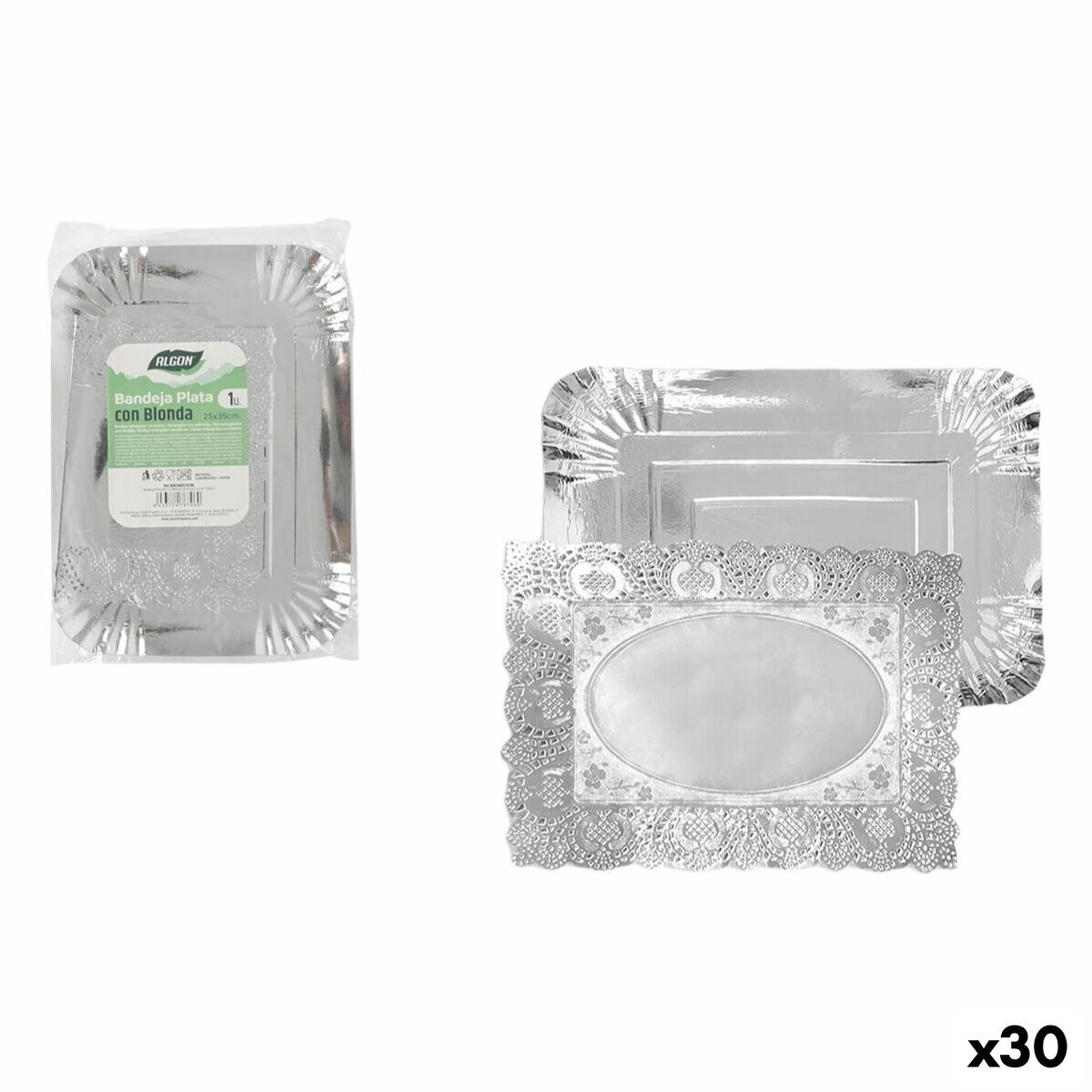 Bandeja de Aperitivos Algon Rectangular 25 x 35 cm (30 unidades)