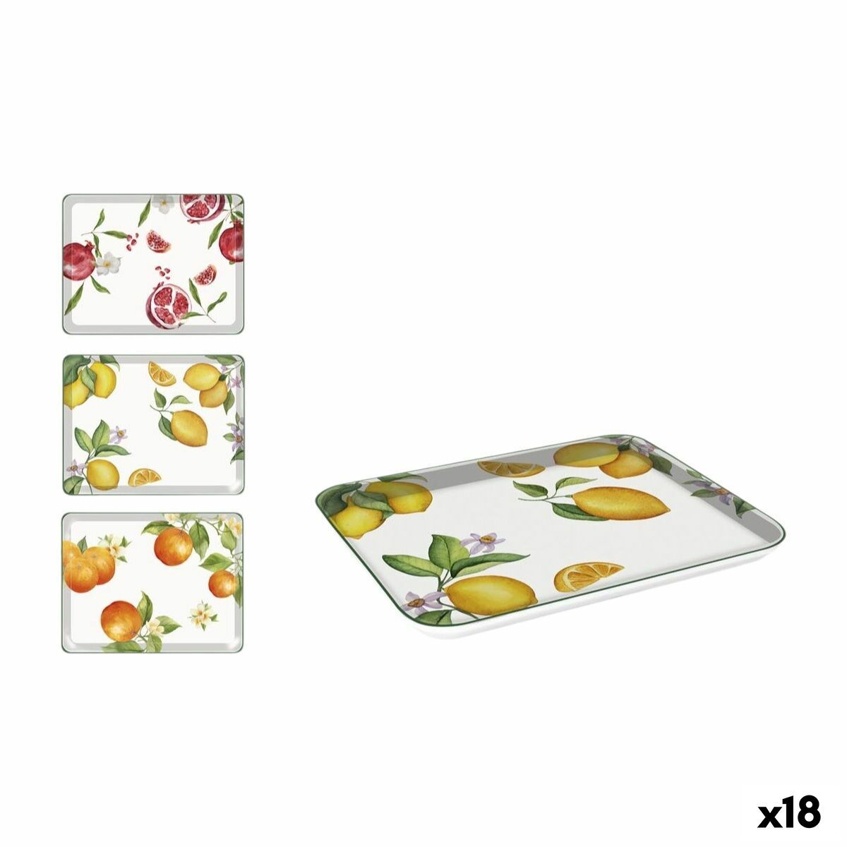 Bandeja La Mediterránea 27 x 21 cm Frutas 18 Unidades