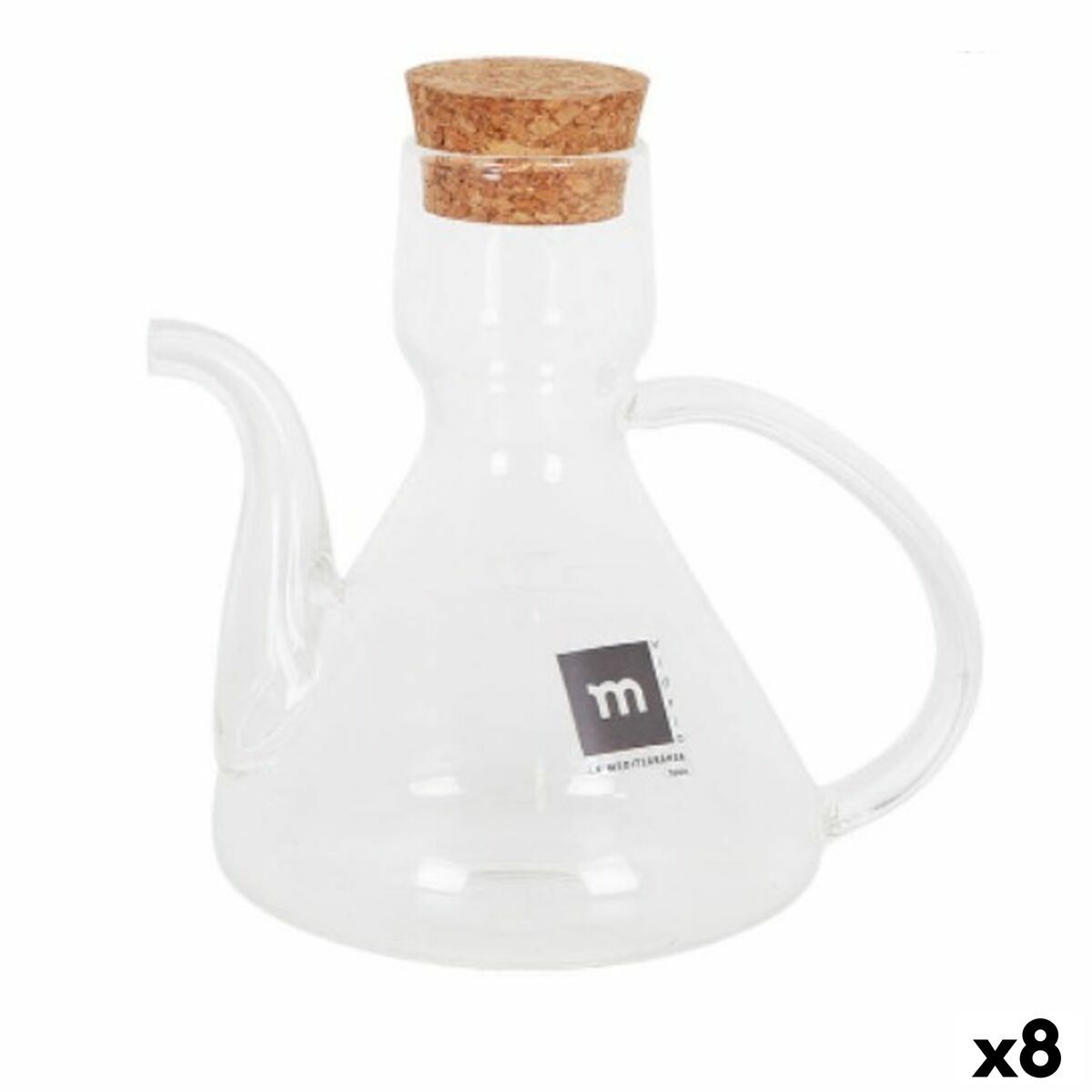 Aceitera La Mediterránea Bell Transparente Silicona Vidrio de Borosilicato 275 ml (8 Unidades)