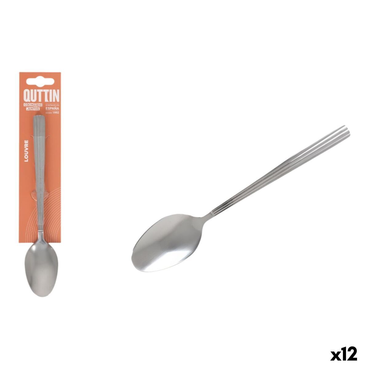 Set de Cucharas Quttin Louvre Plateado 2 mm 20,4 x 3,8 cm 3 Piezas (12 Unidades)