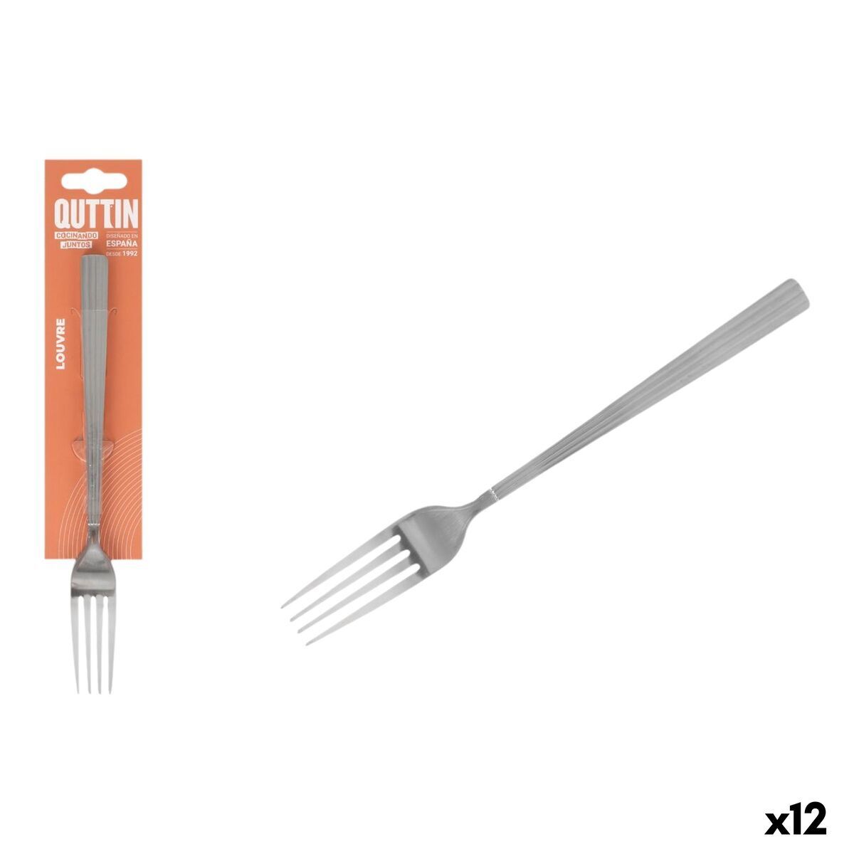 Set de Tenedores Quttin LOUVRE Plateado 2 mm 21 x 2,4 cm 3 Piezas (12 Unidades)