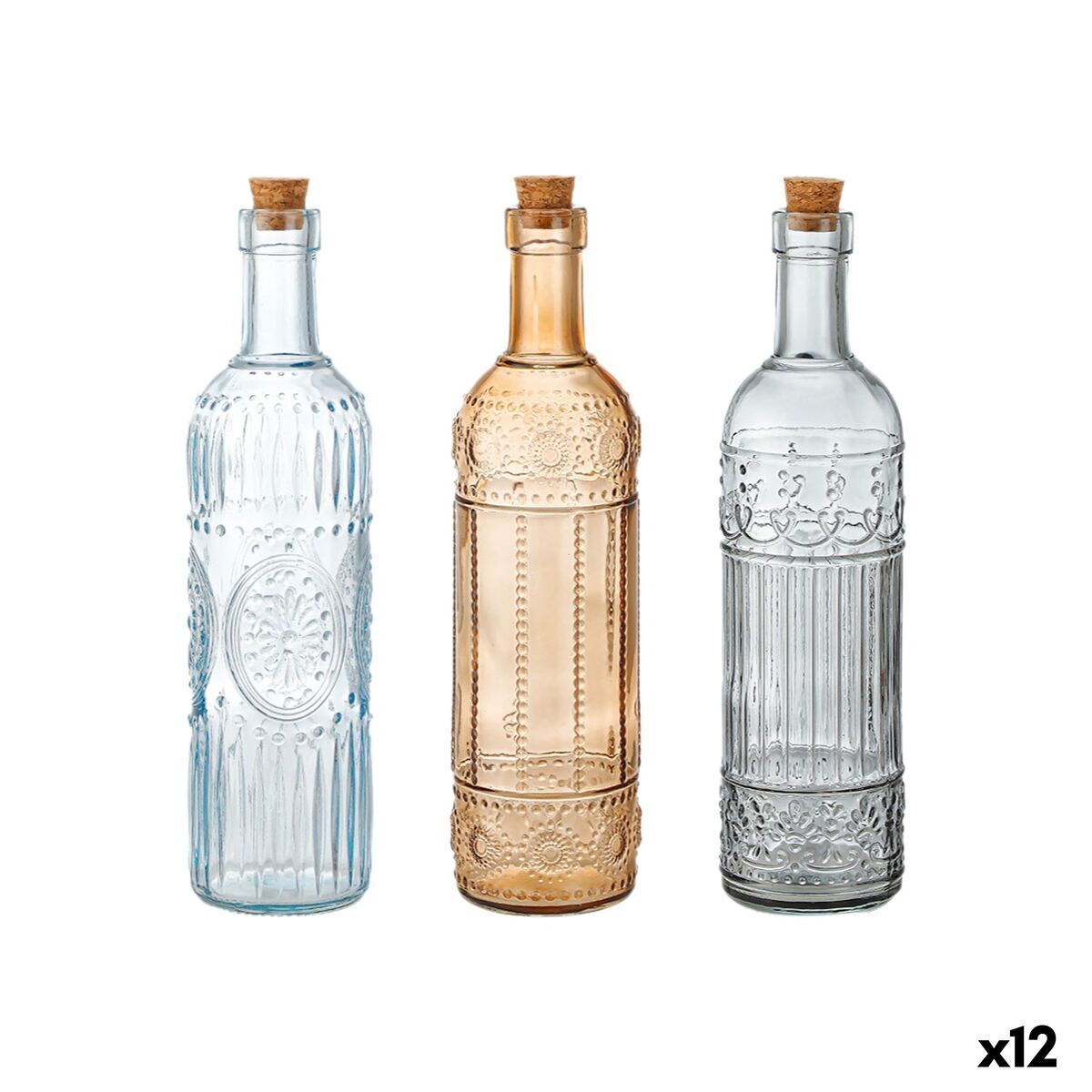 Botella de Cristal La Mediterránea Corcho Vidrio 1 L (12 Unidades)