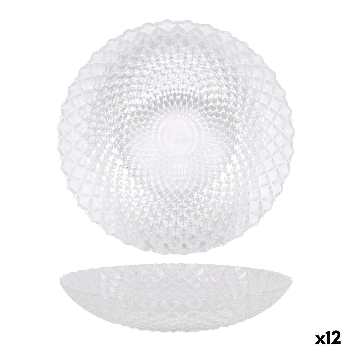 Plato Hondo La Mediterránea Diamond Transparente Vidrio Ø 20 cm (12 Unidades)