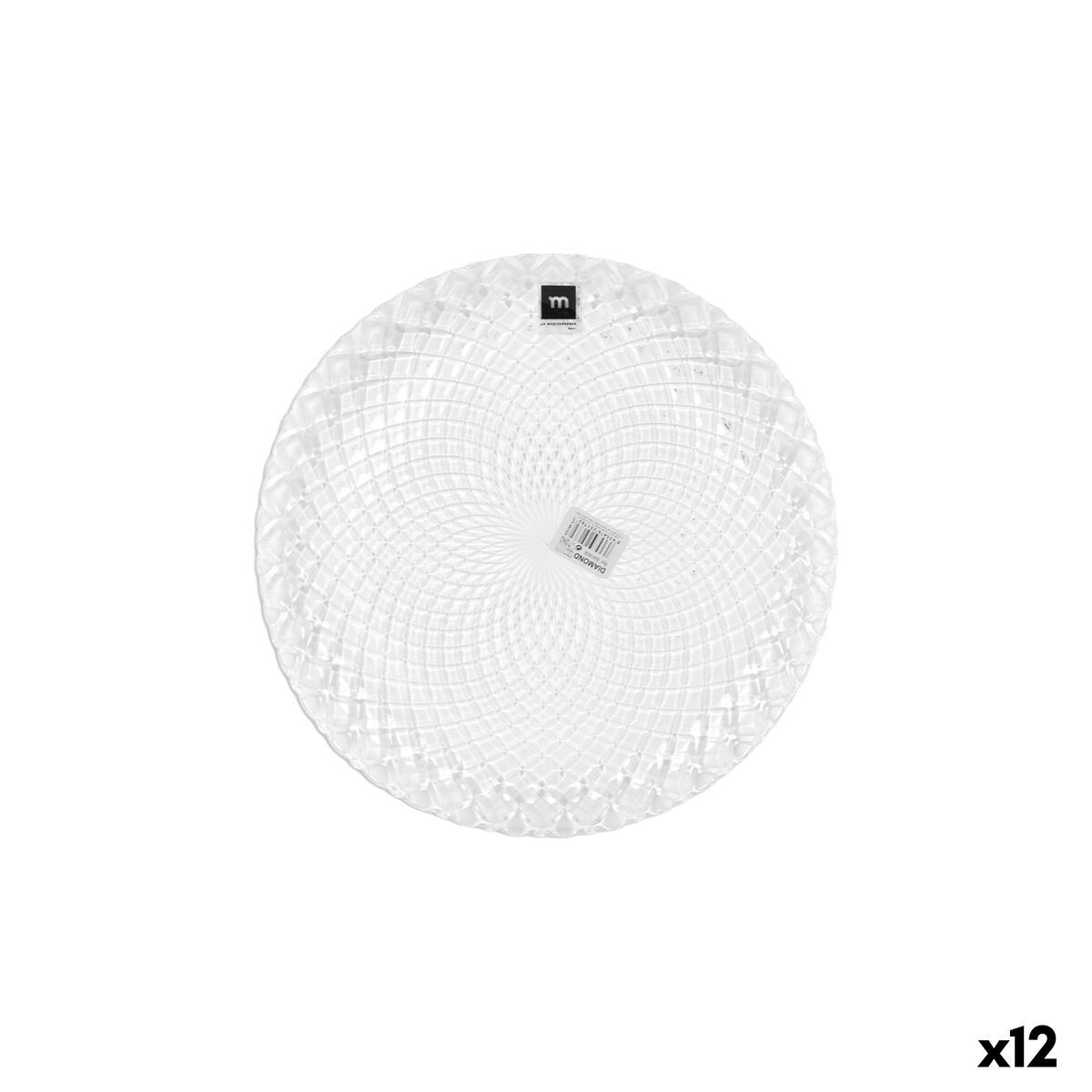 Plato Llano La Mediterránea Diamond Transparente Vidrio Ø 26 cm (12 Unidades)