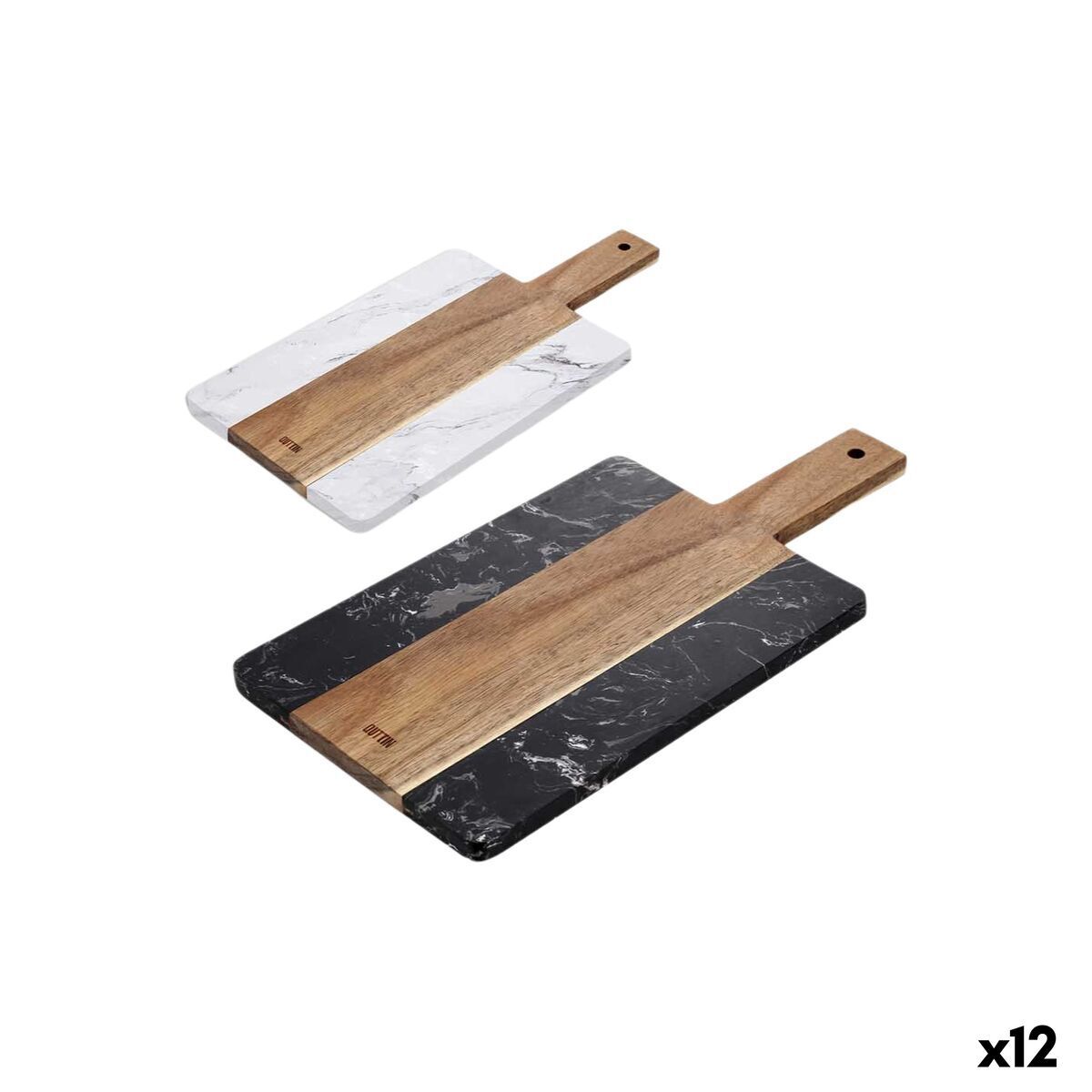 Tabla de cortar Quttin 30 x 14 cm Mármol Madera de acacia (12 Unidades)