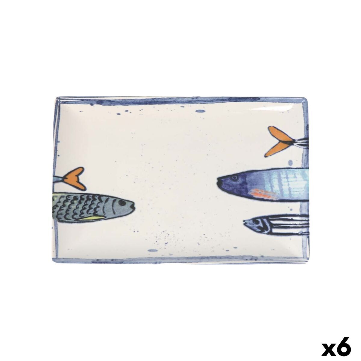 Fuente de Cocina La Mediterránea Peixe 2.0 Multicolor Cerámica Rectangular 30 x 20 x 2,5 cm (6 Unidades)
