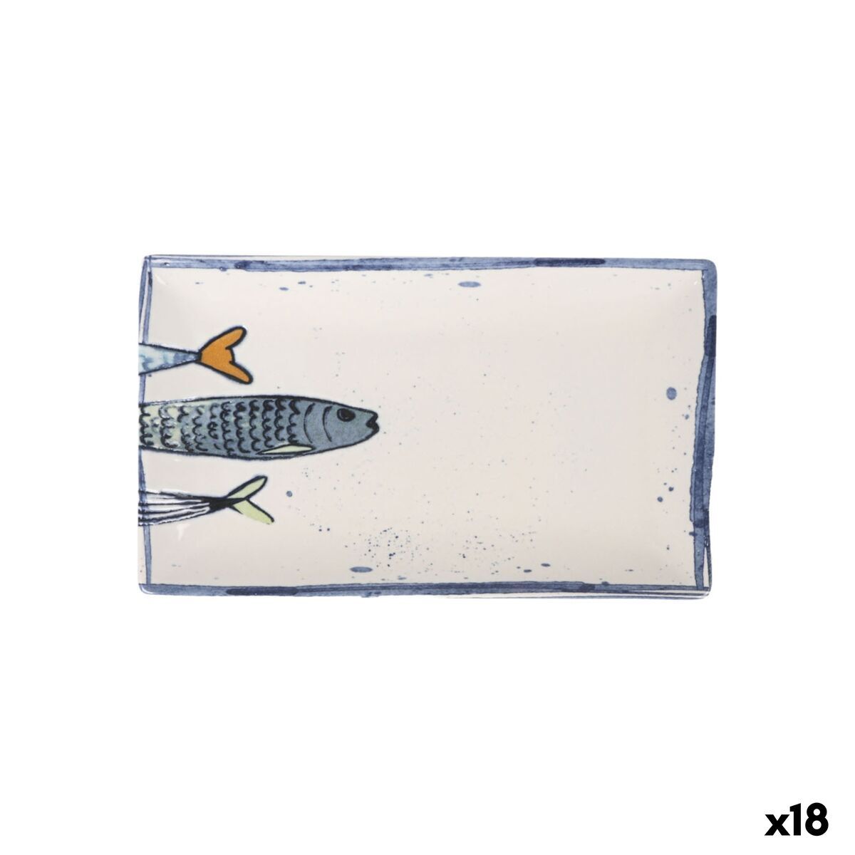 Fuente de Cocina La Mediterránea Peixe 2.0 Multicolor Cerámica Rectangular 25,3 x 15 x 2 cm (18 Unidades)