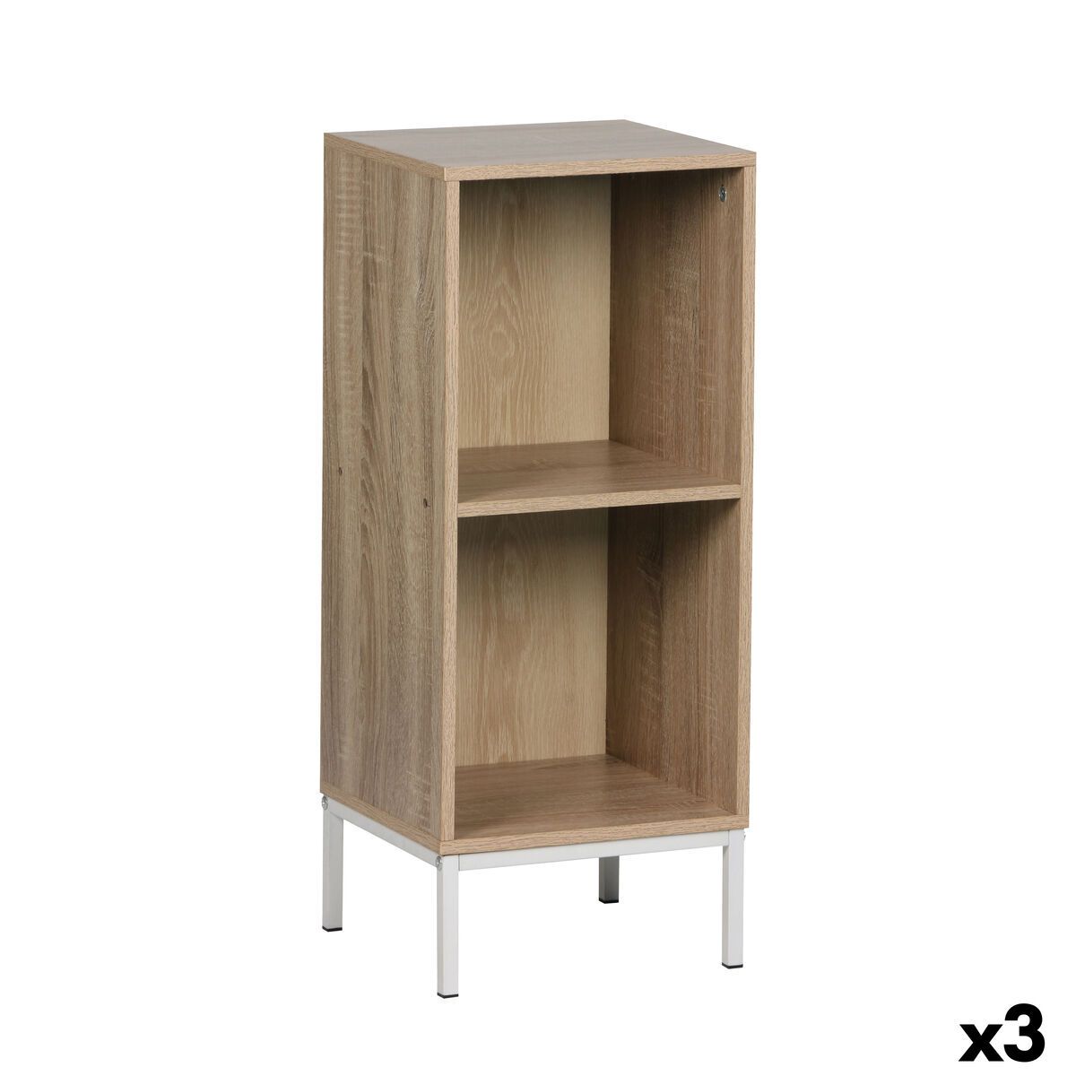 Estantería MobleKit Blanco Marrón Metal Madera MDF 30 x 29 x 72 cm (3 Unidades)