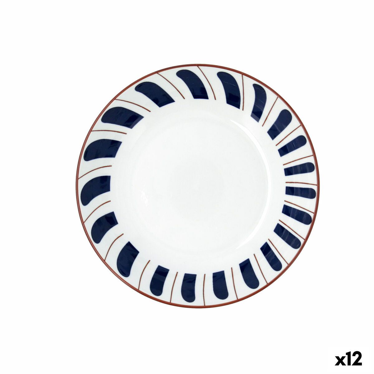 Plato Hondo Bidasoa Oceanika Azul Cerámica Ø 20 cm (12 Unidades)