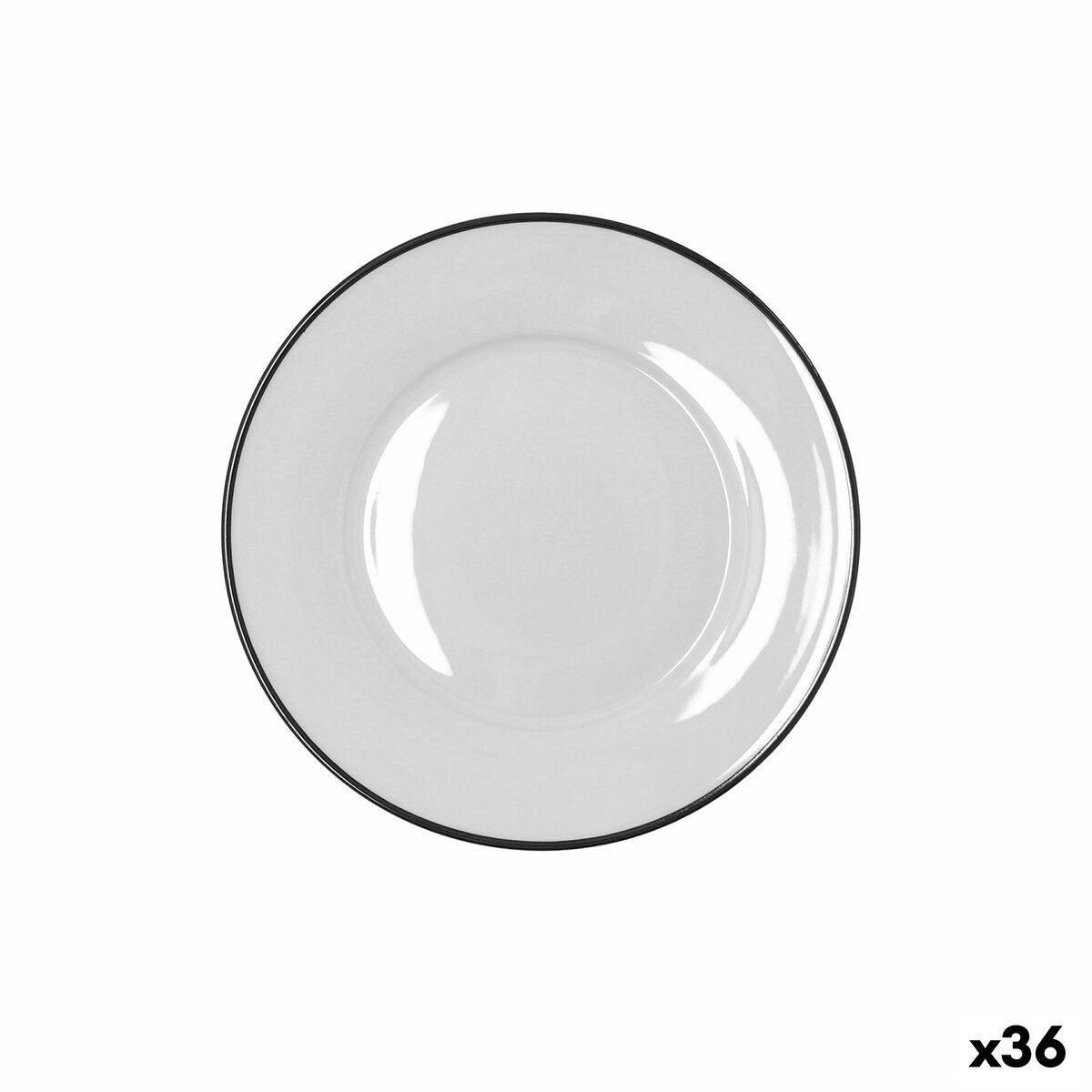 Plato de Postre Bidasoa Glacial Filo Blanco Cerámica Ø 19 cm (36 Unidades)